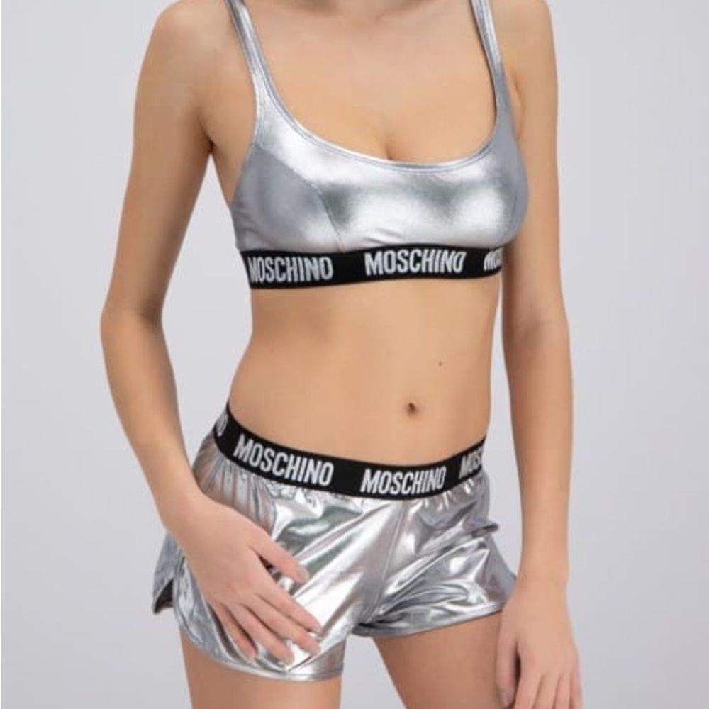 MOSCHINO Silver Sports Bra Top XS